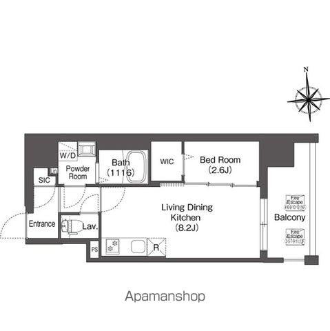 コンフォリア・リヴ南森町Ⅱ(1LDK/8階)の間取り写真