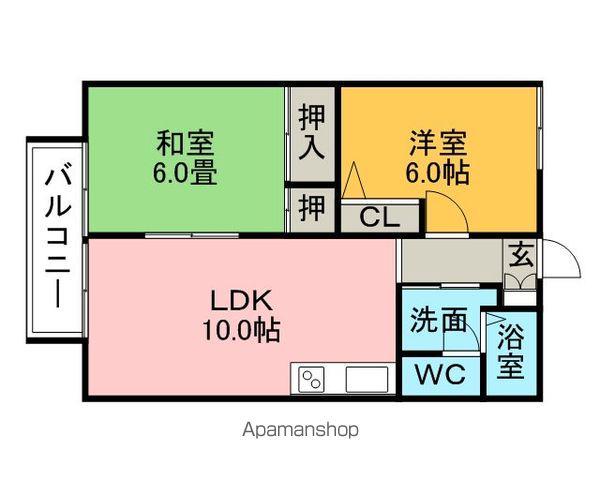 メゾンドール小森野Ⅱ(2LDK/2階)の間取り写真