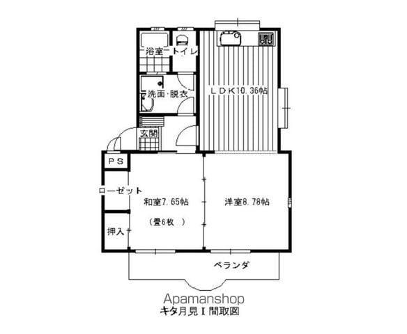 キタ月見Ⅰ(2LDK/2階)の間取り写真