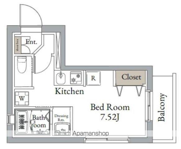 ヴィンテージCITY月島(ワンルーム/4階)の間取り写真