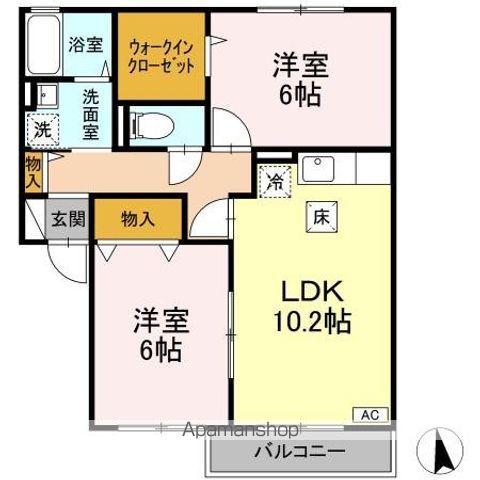 サンハイム西田(2LDK/1階)の間取り写真