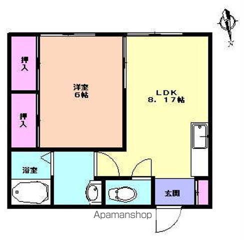 チェリーハイツ釣山(1LDK/1階)の間取り写真