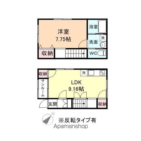 E−JAPAN奥田本町 A棟(1LDK)の間取り写真