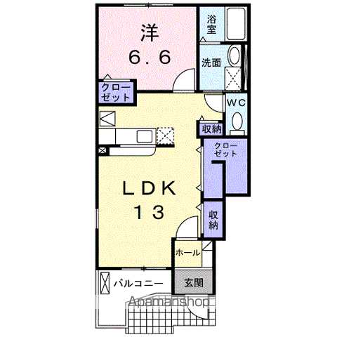ファスタージュⅡ(1LDK/1階)の間取り写真