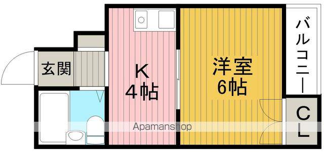 箕輪ハイツ(1K/1階)の間取り写真