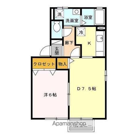 プチ・ヴィラージュD(1DK/2階)の間取り写真