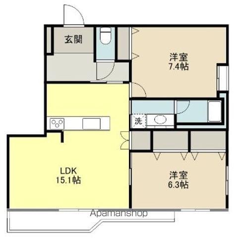 オラシオン大坪町(2LDK/3階)の間取り写真