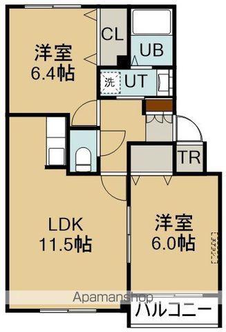 ラフレシール中道(2LDK/3階)の間取り写真