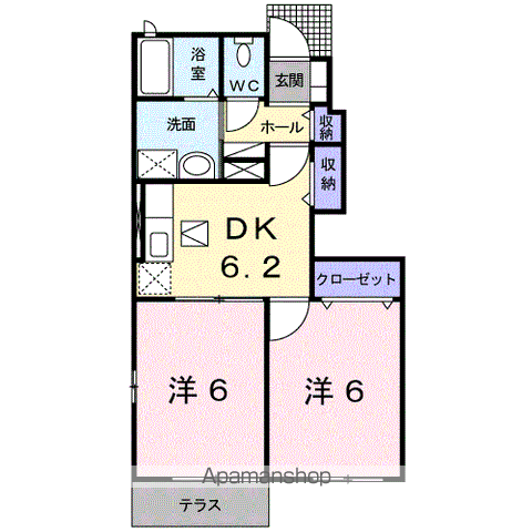 コート・ジュネスⅤ(2DK/1階)の間取り写真