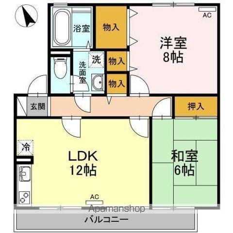 グランツ松島A棟(2LDK/1階)の間取り写真
