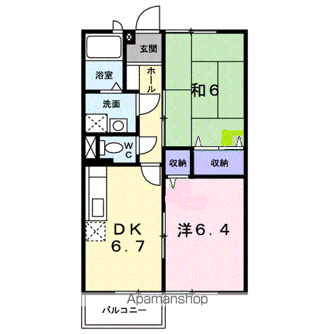 コーポサンレモB(2DK/1階)の間取り写真