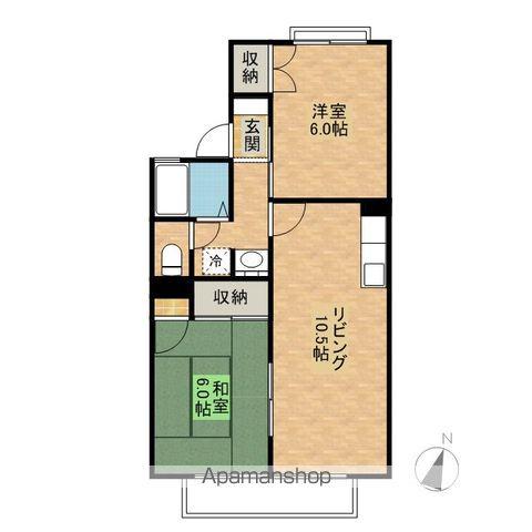 ハイタウン早川C棟(2LDK/1階)の間取り写真