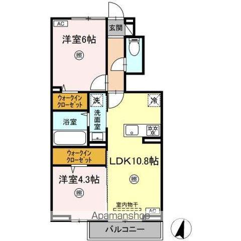 ロイヤルタウン上峰 B(2LDK/1階)の間取り写真