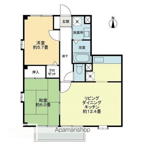 フォブールN-TOWN B棟(2LDK/2階)の間取り写真