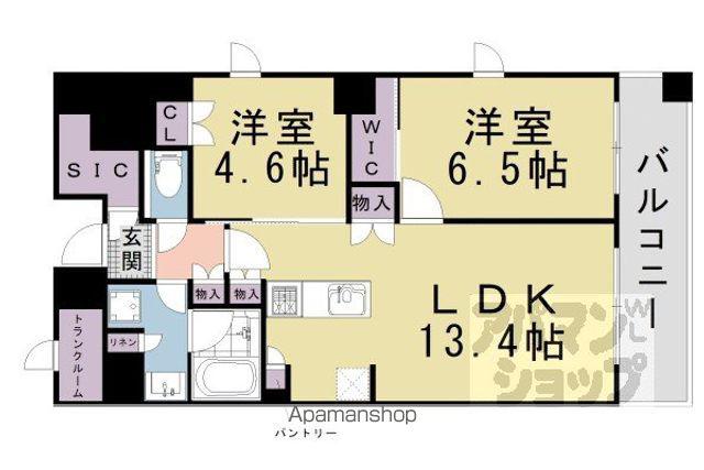 パークホームズ四条河原町(2LDK/6階)の間取り写真