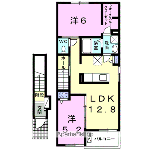 ファミーユ 川南(2LDK/2階)の間取り写真