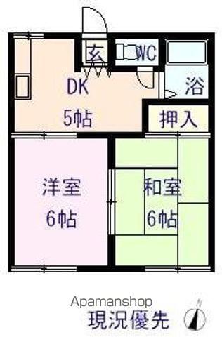 ロジュマン彦ノ上(2K/1階)の間取り写真
