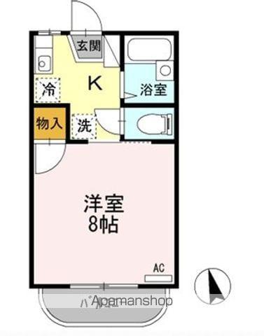 ヤングユーカリ(1K/1階)の間取り写真