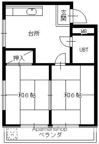 コーポ東(2DK/2階)の間取り写真