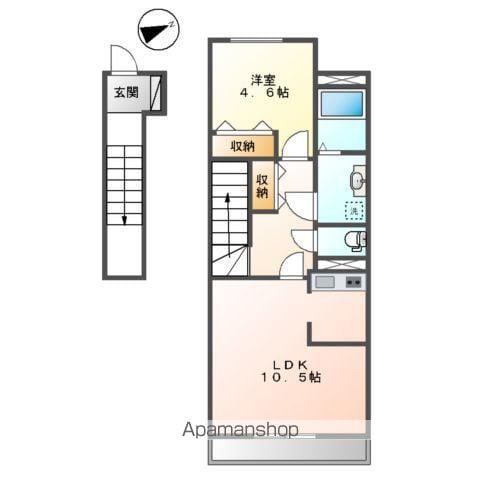 メゾン・チェリー(1LDK/2階)の間取り写真