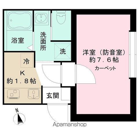 ドゥルーチェ(1K/2階)の間取り写真