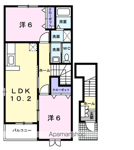 アルカンシエル3(2LDK/2階)の間取り写真
