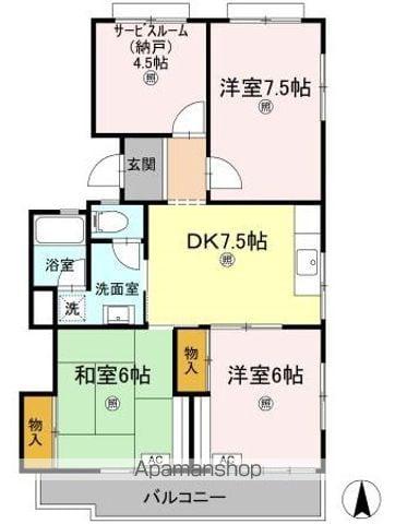 久保ハイツ Ⅱ(3SDK/2階)の間取り写真