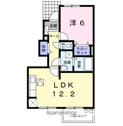 ウナ カーサ デラ ルーチェⅢ(1LDK/1階)の間取り写真