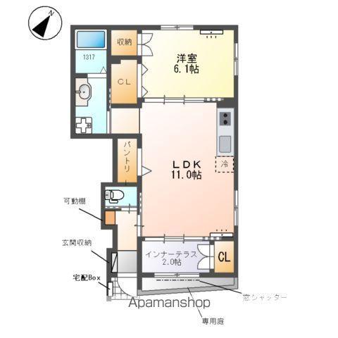 クレシア -CRECIA-(1LDK/1階)の間取り写真