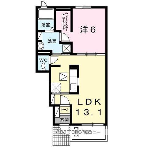 クラール鬼無 C(1LDK/1階)の間取り写真
