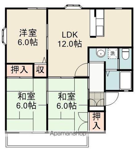 メゾン・アムールA棟(3LDK/2階)の間取り写真