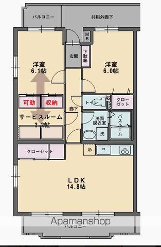 パラッツォ(2SLDK/1階)の間取り写真