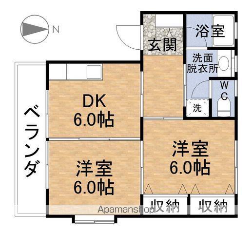 ウッドスクエア(2DK/2階)の間取り写真