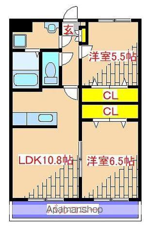 ハーベスト(2LDK/2階)の間取り写真