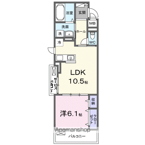 フルール近江(1LDK/3階)の間取り写真
