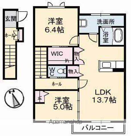 シャーメゾン レ フレールⅠ(2LDK/2階)の間取り写真
