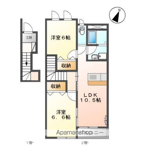 ヴァンルージュⅡ(2LDK/2階)の間取り写真
