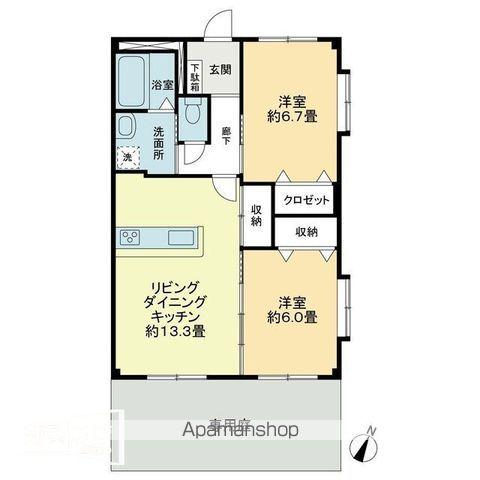 フォブールロジュマンⅡ(2LDK/1階)の間取り写真