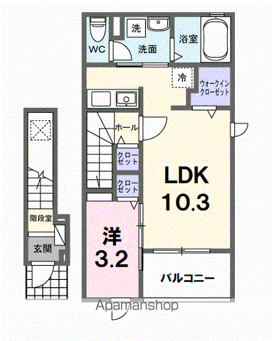 サニー アヴニール(1LDK/2階)の間取り写真