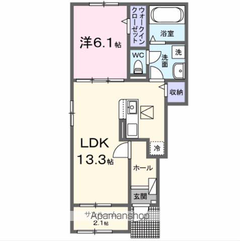 グランソレイユ(1LDK/1階)の間取り写真