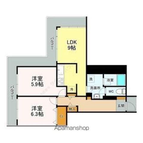 アルザタワーズ ブルータワー(2LDK/14階)の間取り写真