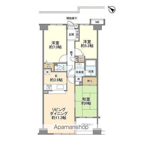 グレーシア横濱片倉(3LDK/3階)の間取り写真