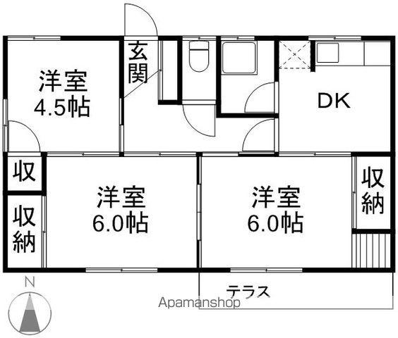 長野電鉄長野線 本郷駅(長野) 徒歩12分 1階建 築51年(3DK)の間取り写真