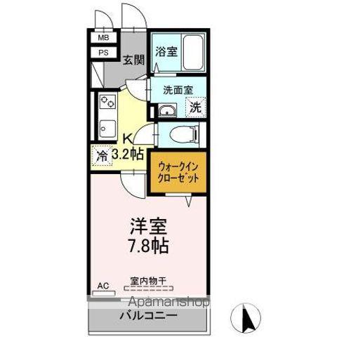 アプリコット櫛ヶ浜(1K/3階)の間取り写真