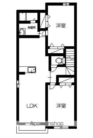 サンリット桜木B(2LDK/2階)の間取り写真