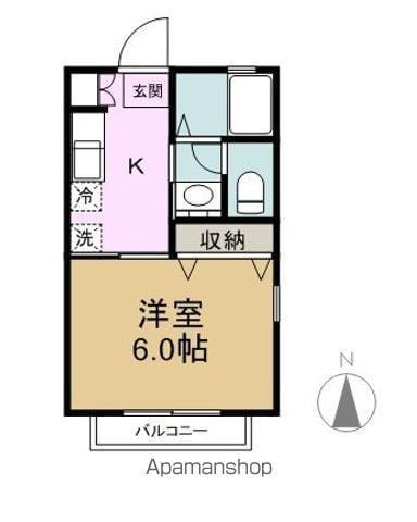 シャトル和田(1K/2階)の間取り写真
