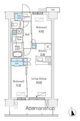 スカイグランデ津田沼(2LDK/4階)の間取り写真