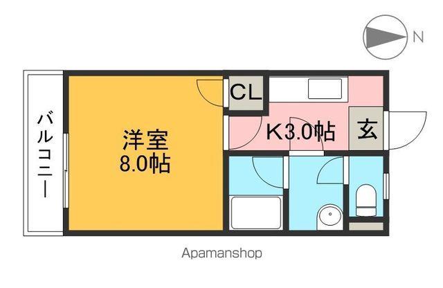 サバービアスイートⅡ(1K/3階)の間取り写真