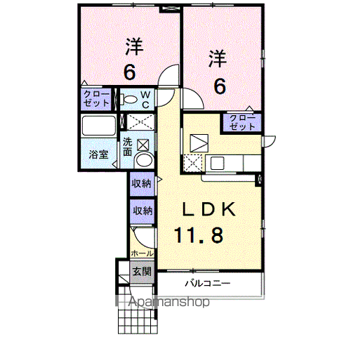 ミューズ プラザC(2LDK/1階)の間取り写真