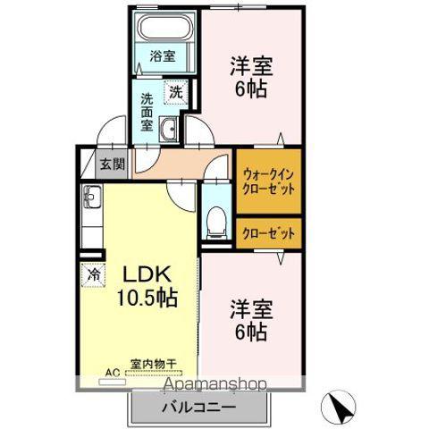 メイプル A棟(2LDK/2階)の間取り写真